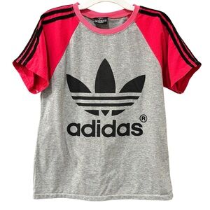 Gray and pink Adidas tee, size medium